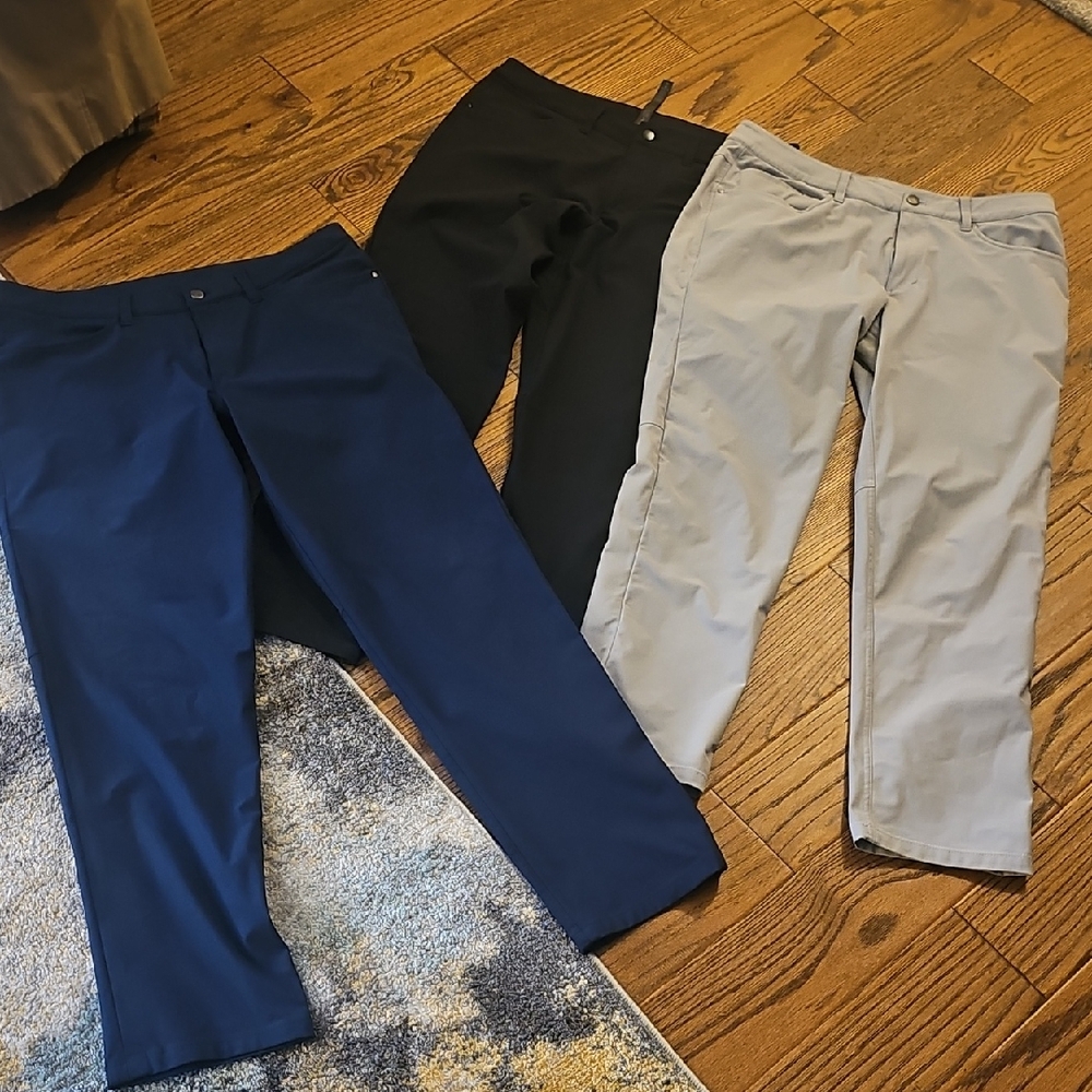Lululemon 3 Pairs Mens Pants - Black, Navy, and Gray